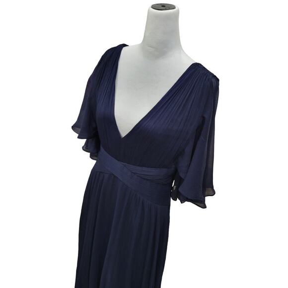 ASOS Bridesmaid Maxi Dress 8  Ruched Bodice Wrap Waist Flutter Sleeve Drape - Picture 4 of 16